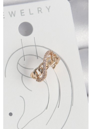 Erb Pirinç Gold Renk Zirkon Taşlı Sonsuzluk Zincir Model Kadın Kıkırdak Küpe