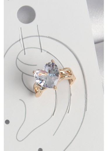 Erb Pirinç Gold Renk Zirkon Taşlı Kalp Model Kadın Kıkırdak Küpe