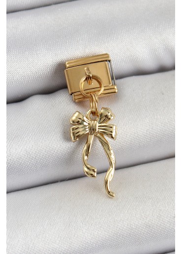 Erb 316L Çelik Sallantılı Uzun Fiyonk Model Gold Renk Nomination Charm