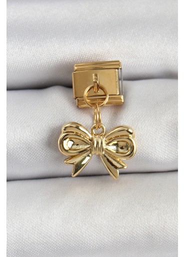 Erb 316L Çelik Sallantılı Fiyonk Model Gold Renk Nomination Charm
