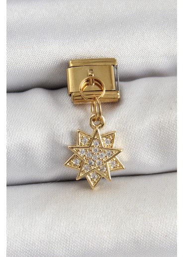Erb 316L Çelik Sallantılı Zirkon Taşlı Yıldız Model Gold Renk Nomination Charm