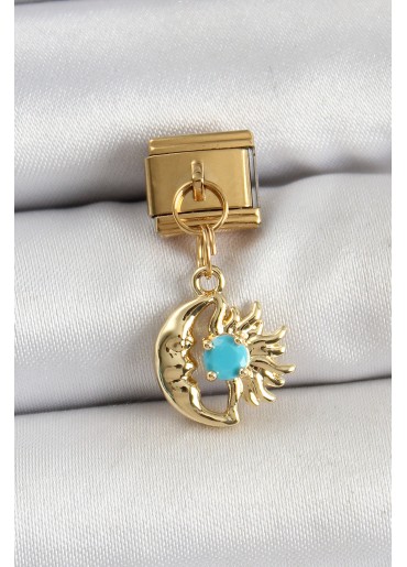 Erb 316L Çelik Sallantılı Ay Ve Güneş Model Gold Renk Nomination Charm