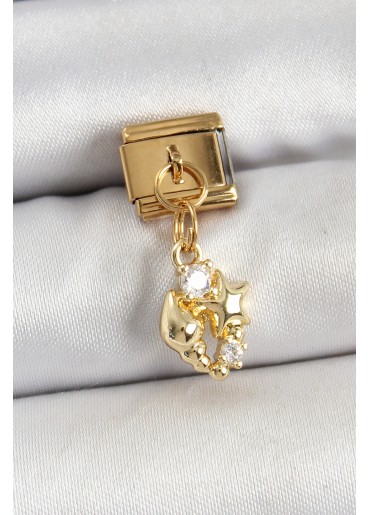 Erb 316L Çelik Sallantılı Zirkon Taşlı Deniz Kabuğu Ve Yıldız Model Gold Renk Nomination Charm
