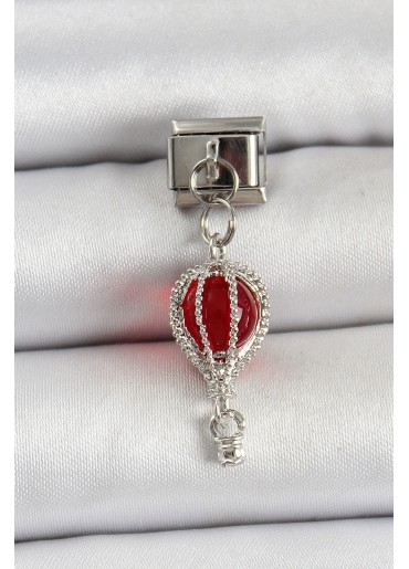 Erb 316L Çelik Gümüş Renk Kırmızı Uçan Balon Model Nomination Charm
