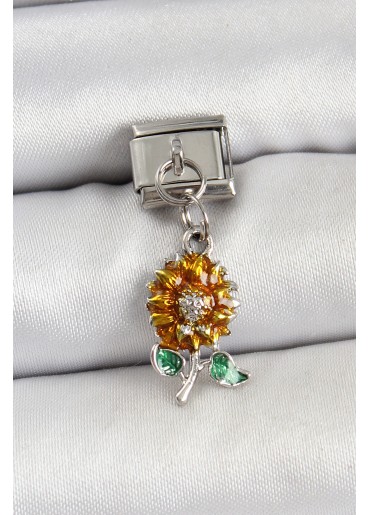 Erb 316L Çelik Sallantılı Ayçiçeği Model Gümüş Renk Nomination Charm