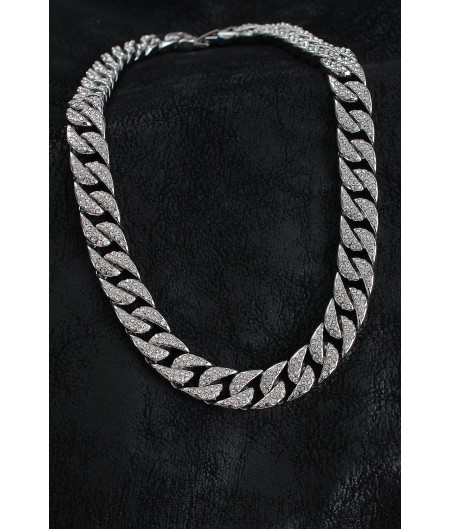 Erb Pirinç Zirkon Taşlı Cuba Gurmet Model Gümüş Renk Erkek Kolye Erb Pirinç Zirkon Taşlı Cuba Gurmet Model Gümüş Renk Erkek Kolye