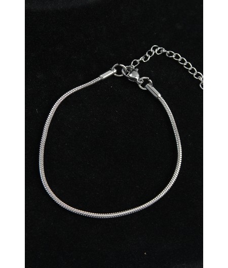 Erb 316L Çelik Oval İtalyan Model Gümüş Renk Erkek Bileklik