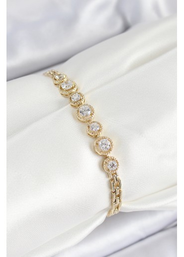 Erb Xuping Pirinç Sıralı Daire Baget Model Gold Renk Kadın Bileklik