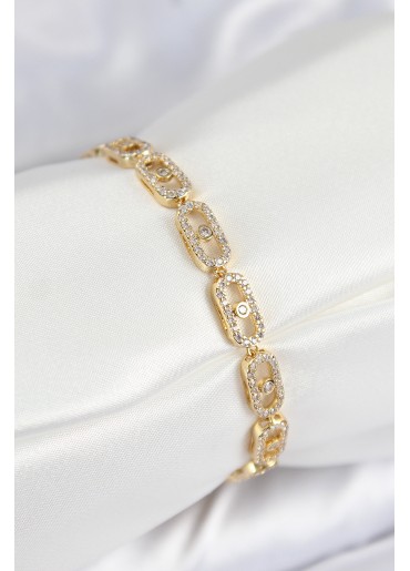 Erb Pirinç Zirkon Taşlı Messika Model Gold Renk VIP Seri Kadın Bileklik