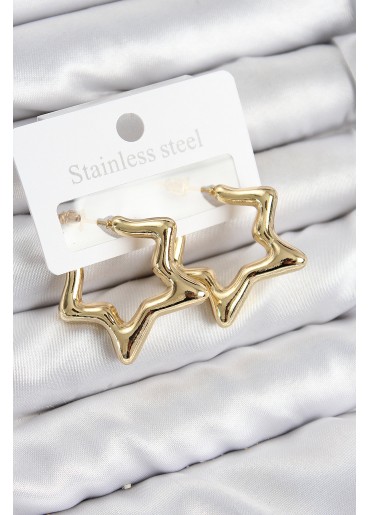 Erb Pirinç Yıldız Model Gold Renk Kadın Küpe