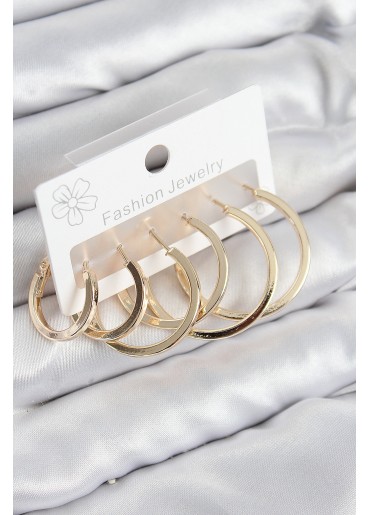 Erb Pirinç Halka Model Gold Renk Kadın Set Küpe