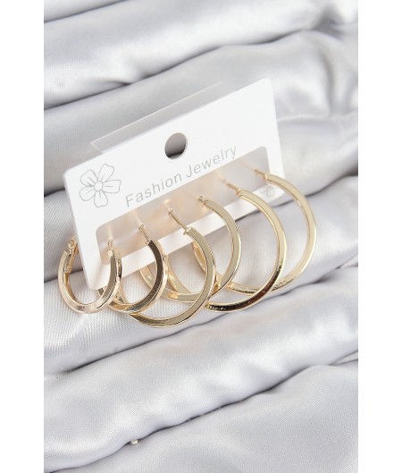 Erb Pirinç Halka Model Gold Renk Kadın Set Küpe