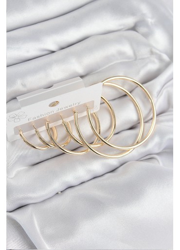 Erb Pirinç Halka Model Gold Renk Kadın Set Küpe