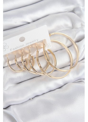 Erb Pirinç Halka Model Gold Renk Kadın Set Küpe