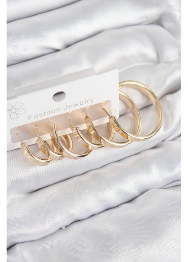 Erb Pirinç Halka Model Gold Renk Kadın Set Küpe