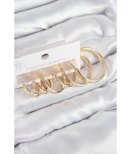 Erb Pirinç Halka Model Gold Renk Kadın Set Küpe