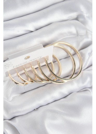 Erb Pirinç Halka Model Gold Renk Kadın Set Küpe
