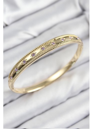 Erb Pirinç Zirkon Taşlı Kutup Yıldızı Model Gold Renk Kadın Kelepçe