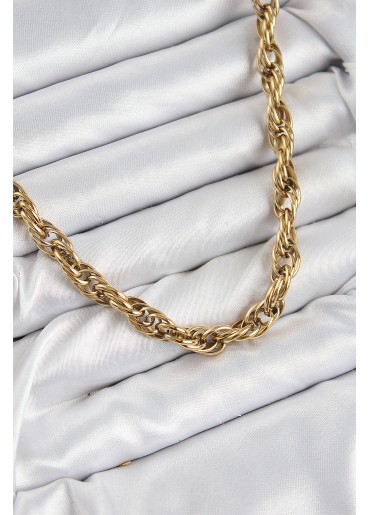 Erb 316L Çelik Halat Model Gold Renk Kadın Kolye