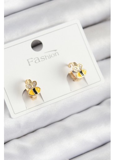 Erb Pirinç Zirkon Taşlı Arı Model Gold Renk Çocuk Küpe