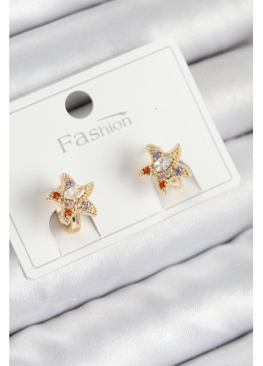 Erb Pirinç Zirkon Taşlı Yıldız Model Gold Renk Çocuk Küpe