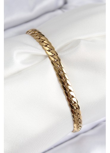 Erb 316L Çelik Ezme Zincir Model Gold Renk Kadın Bileklik