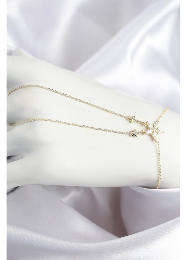 Erb Pirinç Zirkon Taşlı Yıldız Model Gold Renk Şahmeran