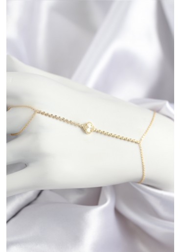 Erb Pirinç Zirkon Taşlı Yonca Model Gold Renk Şahmeran