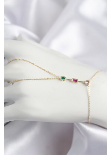 Erb Pirinç Renkli Zirkon Taşlı Model Gold Renk Şahmeran