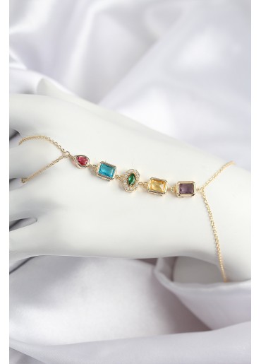 Erb Pirinç Renkli Zirkon Taşlı Model Gold Renk Şahmeran