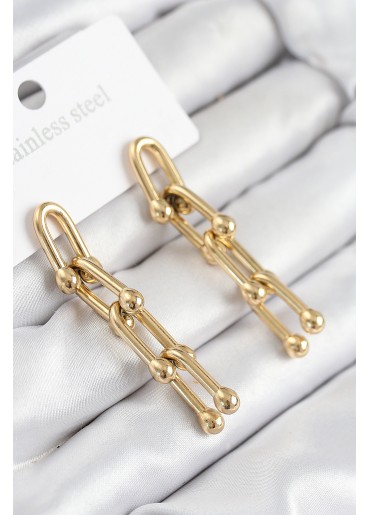 Erb 316L Çelik Sallantılı Tifany Model Gold Renk Kadın Küpe
