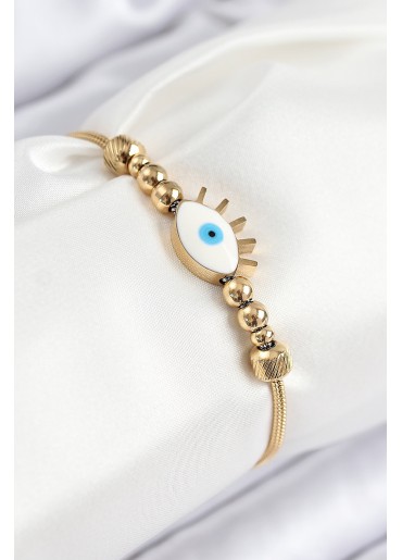 Erb 316L Çelik Göz Charm Model Gold Renk Kadın Bileklik