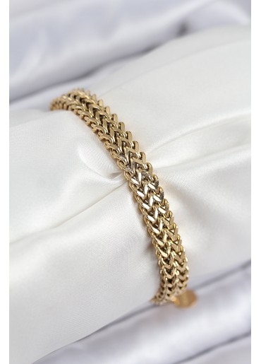 Erb 316L Çelik Örme Zincir Model Gold Renk Kadın Bileklik