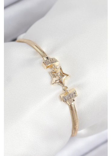 Erb Pirinç Zirkon Taşlı Yıldız Model Gold Renk Kadın Bileklik