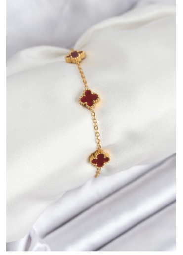 Erb 316L Çelik Gold Zincir Baby Boy Bordo Renk Bileklik
