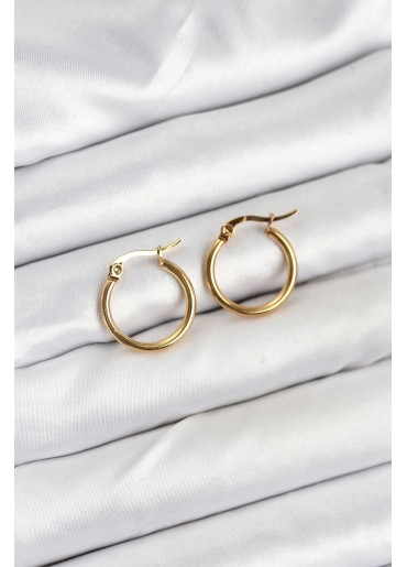 Erb 316L Çelik Gold Renk 15 Mm Halka Kadın Küpe