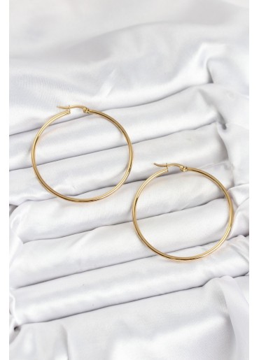 Erb 316L Çelik Gold Renk 45 Mm Halka Kadın Küpe
