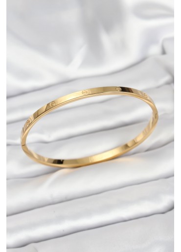 Erb 316L Çelik Gold Renk 65 Mm İnce Kadın Kelepçe Bileklik