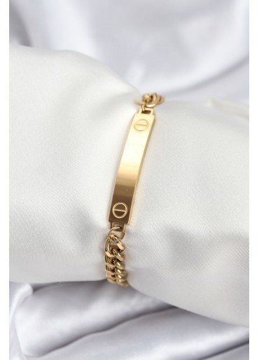 Erb 316L Çelik Gold Renk Yazı Yazmaya Uygun Kadın Bileklik