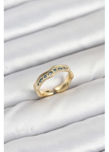 Erb Pirinç Gold Renk Zirkon Taşlı Vintage Kadın Yüzük