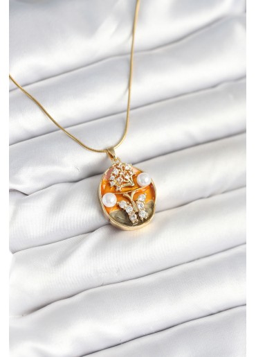 Erb 316L Çelik Zincir Kelebek Model Sanatsal Portre Kadın Kolye