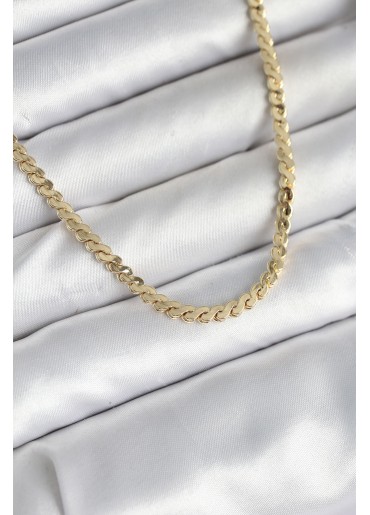 Erb 60 Cm Gold Renk Pirinç Yassı Zincir Model Kadın Kolye