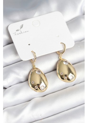 Erb Gold Renk Pirinç Damla Model Kadın Küpe