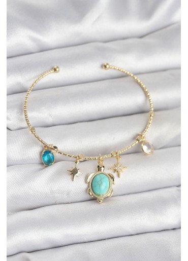 Erb Caretta Caretta Charmlı Gold Renk Kadın Bileklik