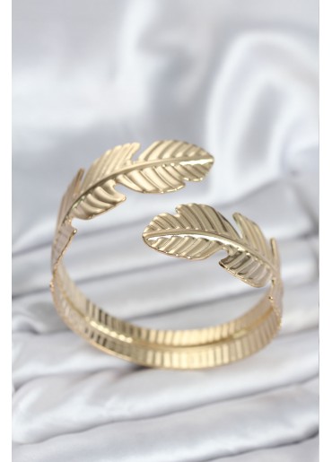 Erb Yaprak Model Gold Renk Kadın Bileklik