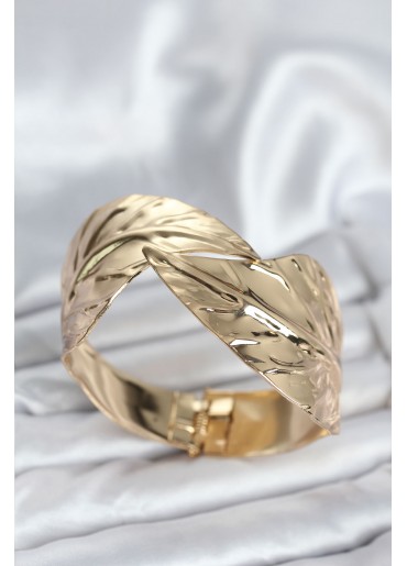 Erb Pirinç Gold Renk Yaprak Model Kadın Bileklik