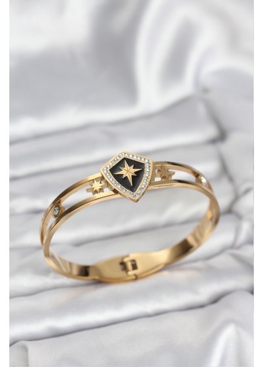 Erb 316L Çelik Gold Renk Kutup Yıldızı Kelepçe Bileklik