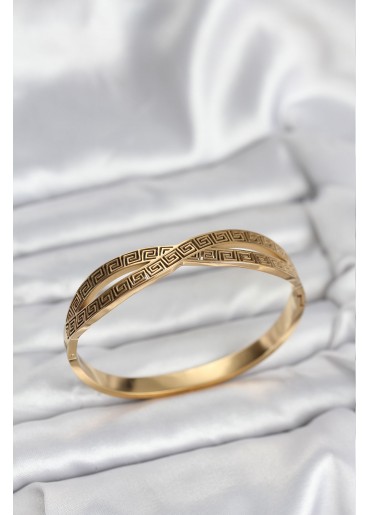 Erb 316L Çelik Gold Renk Vintage Kadın Kelepçe Bileklik