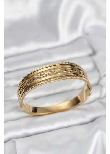 Erb 316L Çelik Gold Renk Vintage Model Kadın Kelepçe Bileklik