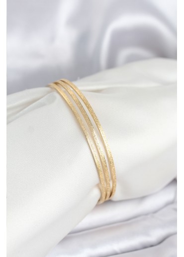 Erb 316L Çelik Gold Renk Simli Model Ajda 65 Mm Kadın Bileklik